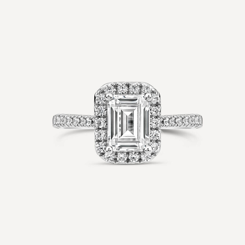 Born Platinum Lab Grown 2.13ct Emerald & Diamond Sides Ring image number 1