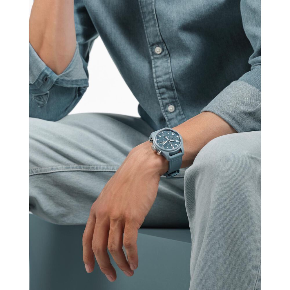 IWC Schaffhausen Pilot's Miramar Chronograph 41mm Blue Dial Ceramic Case Rubber Strap Watch image number 6