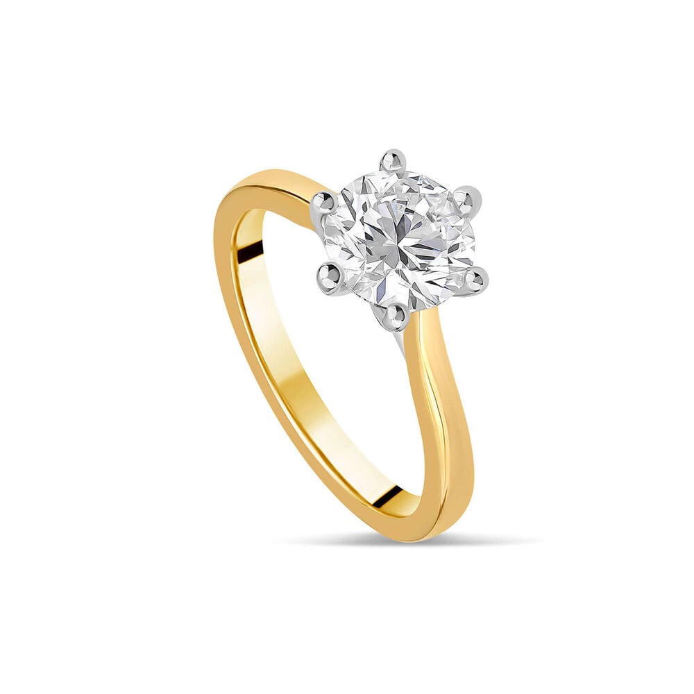 Born 18ct Yellow Gold 1.50ct Round Lab Grown Diamond 6 Claw Set Solitaire Ring image number 0