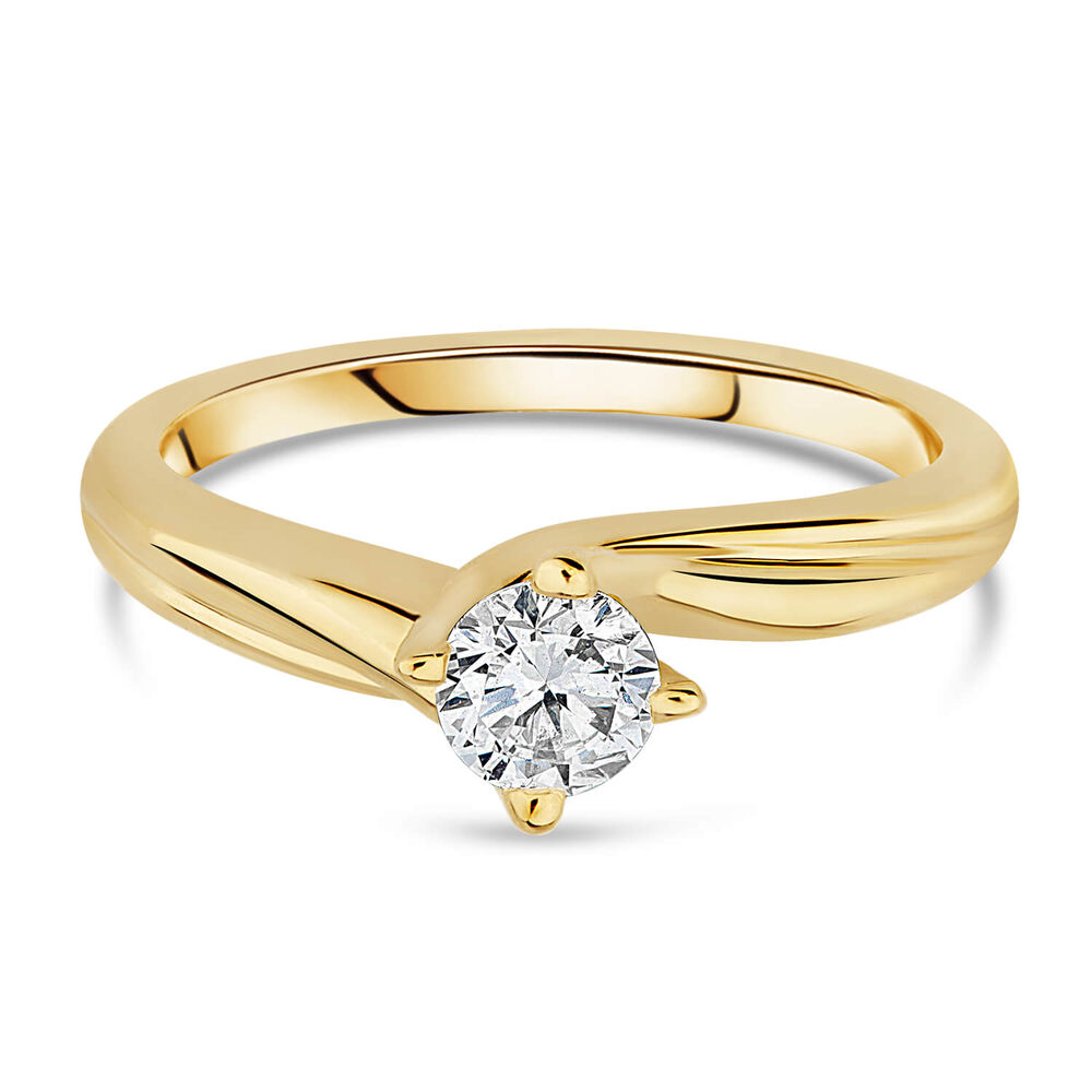 18ct Yellow Gold 0.33ct Diamond Four Claw Twist Ring image number 4