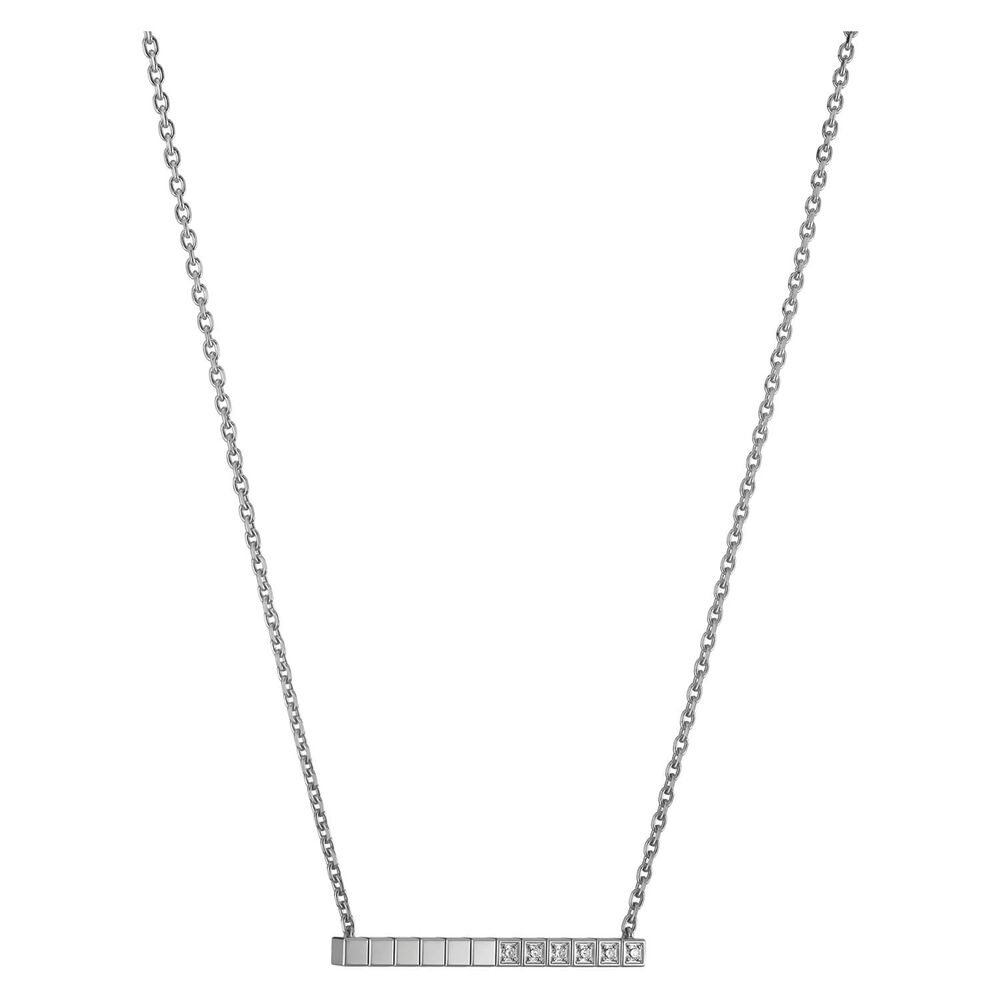 Chopard Ice Cube White Gold Half Diamond Thin Necklace