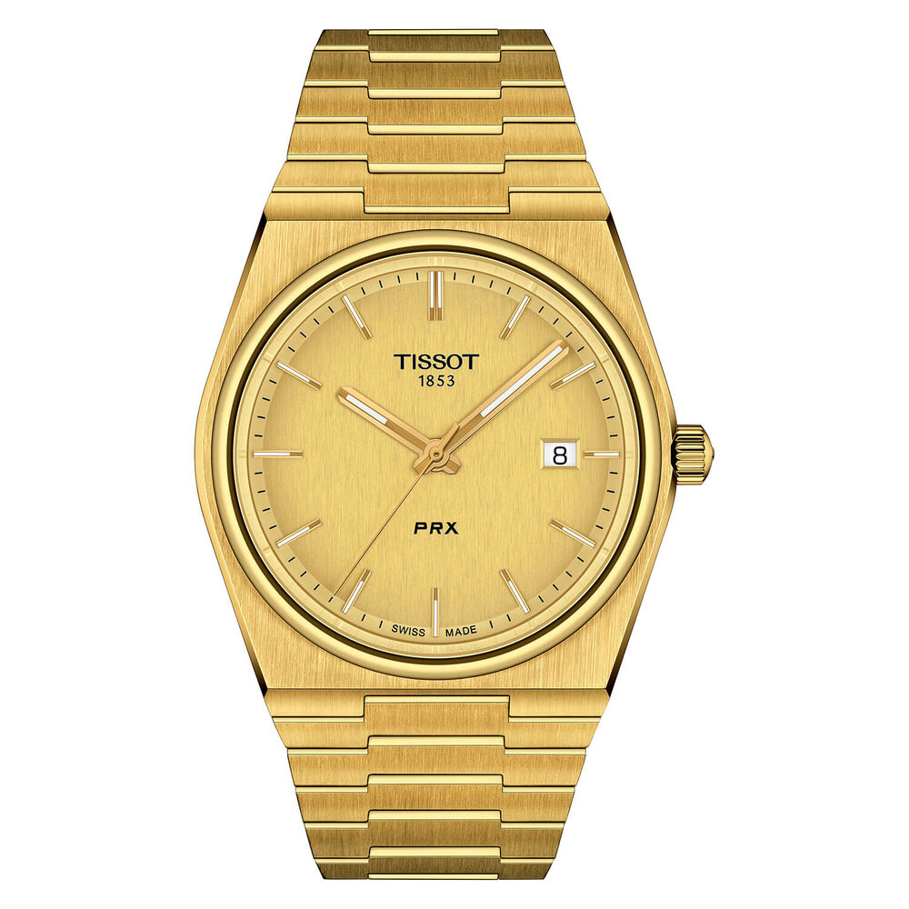 Tissot PRX 205 40mm Quartz Yellow Dial Yellow Gold PVD Case Bracelet Watch