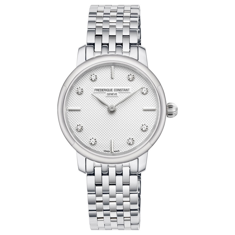 Pre-Owned Frederique Constant Slimline 25mm Quartz Diamond Dial Steel Case Bracelet Watch