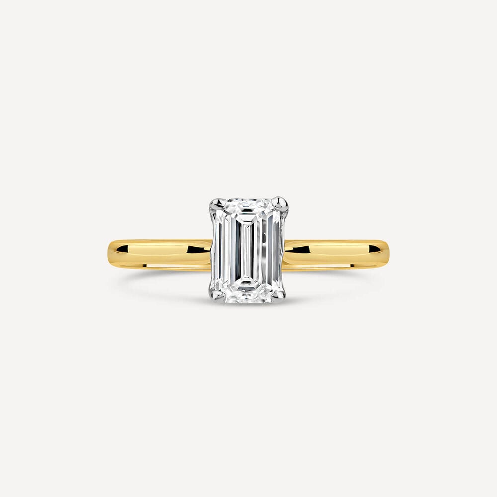 Born 18ct Yellow Gold 1ct Lab Grown Emerald Cut Diamond Ring image number 1