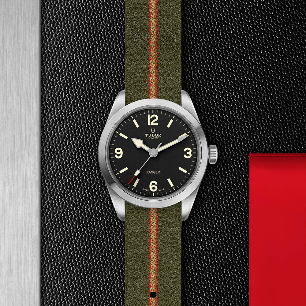 TUDOR Ranger 39mm Black Dial Green Strap Watch image number 2