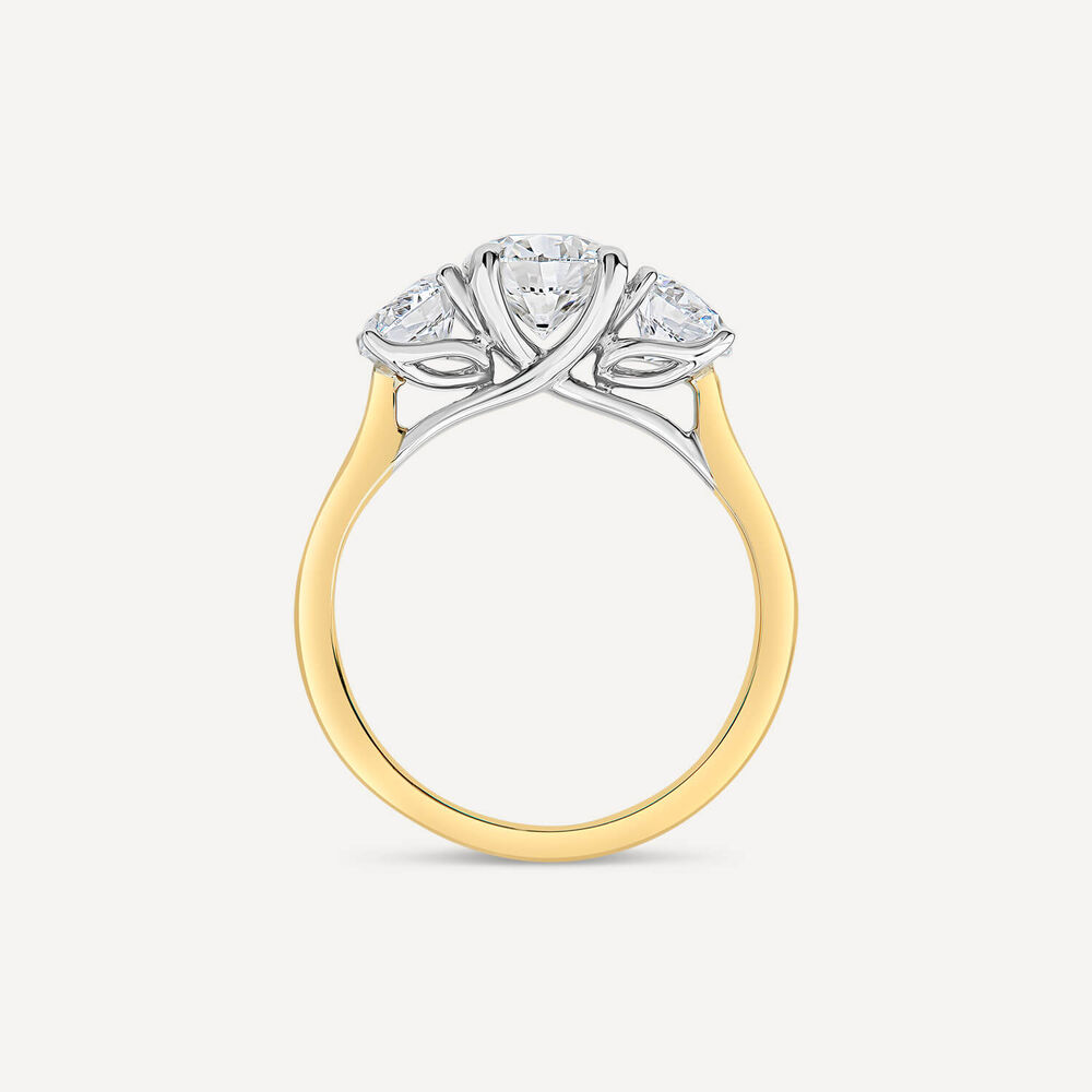 Born 18ct Yellow Gold 2ct 3 Stone Round Brilliant Diamond Ring image number 3