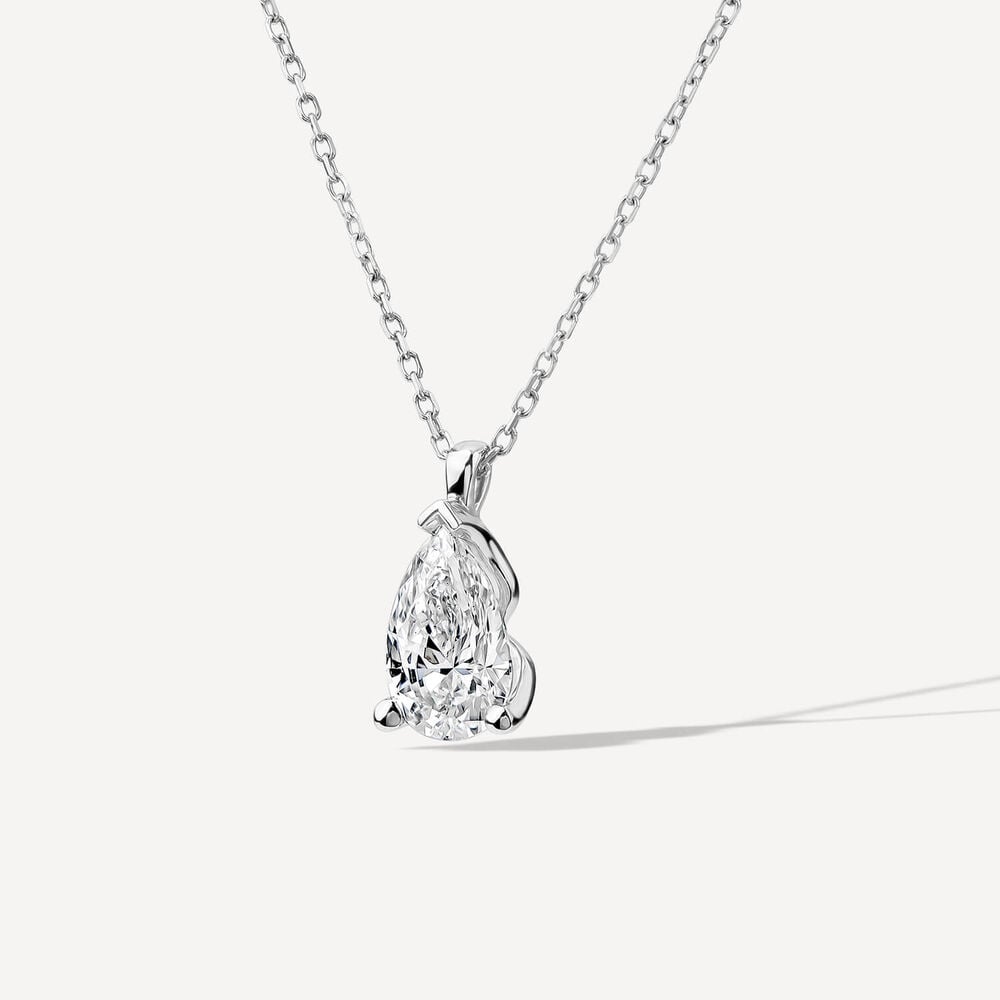 Born 9ct White Gold 1.00ct Lab Grown Pear Diamond Pendant image number 1
