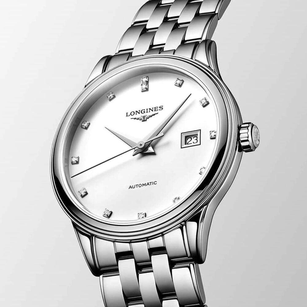Longines Elegance Flagship Classic 30mm White Dial Diamond Dots Steel Bracelet Watch image number 2