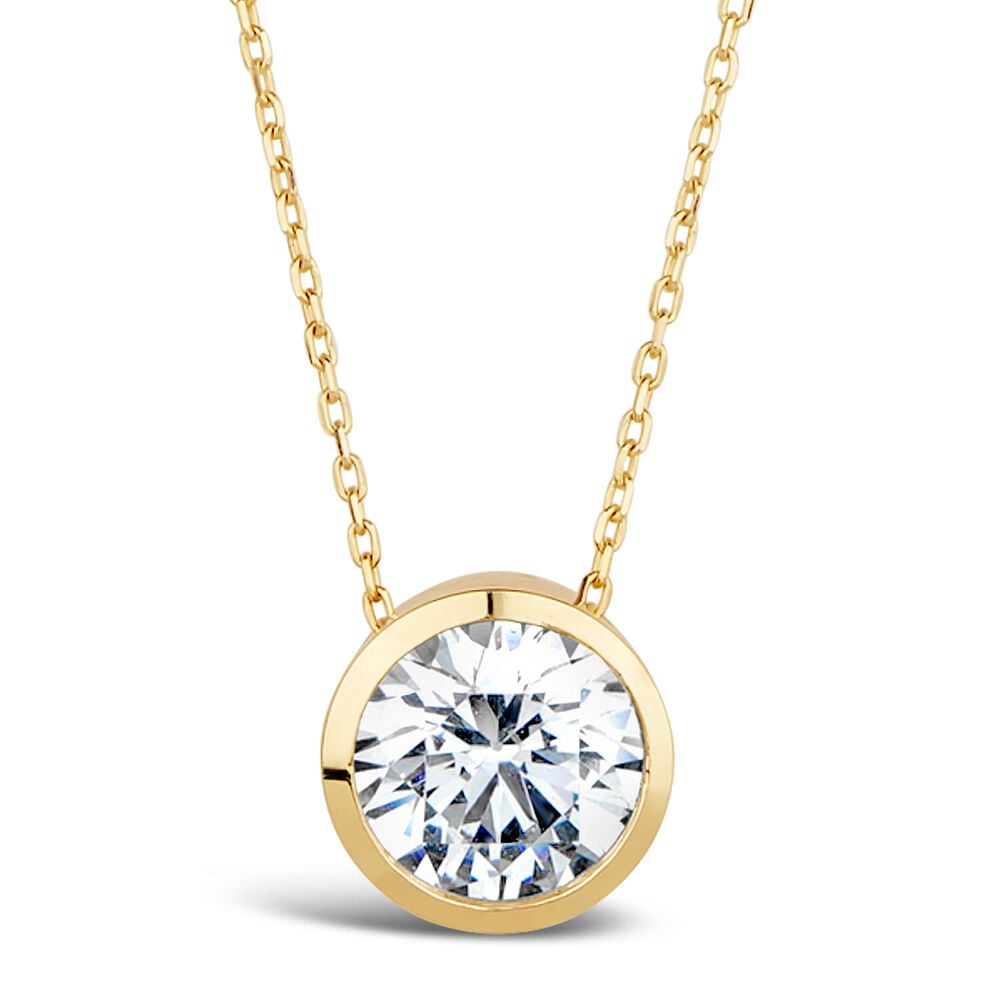 9ct Yellow Gold Cubic Zirconia Rubover Pendant (Chain Included) image number 0