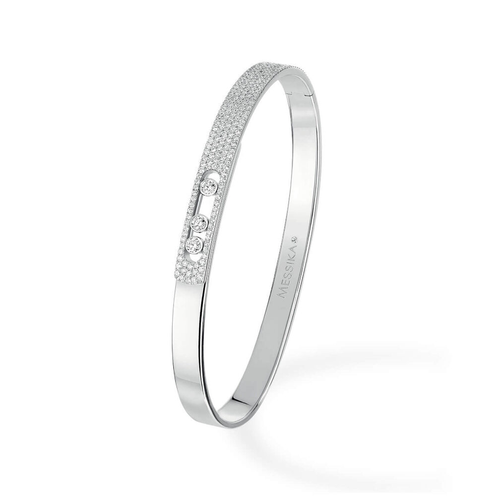 Messika Move Noa 18ct White Gold 0.11ct Bangle Bracelet (Size L) image number 0