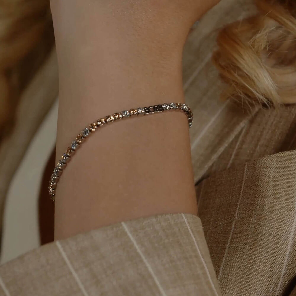 BOSS Stainless Steel Clear & Champagne Coloured Crystals Tennis Bracelet image number 2