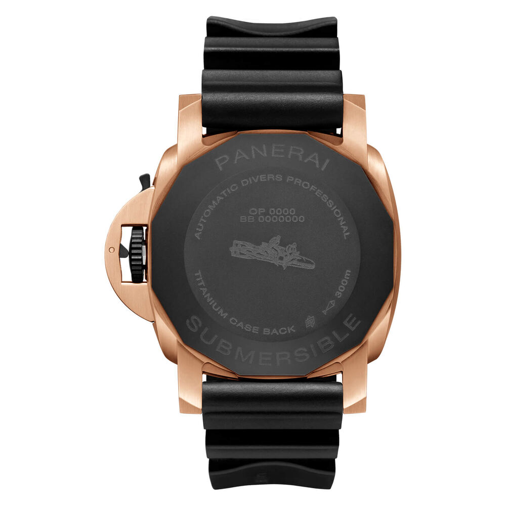 Panerai Submersible QuarantaQuattro Goldtech™ OroCarbo 44mm Black Dial Rubber Strap Watch