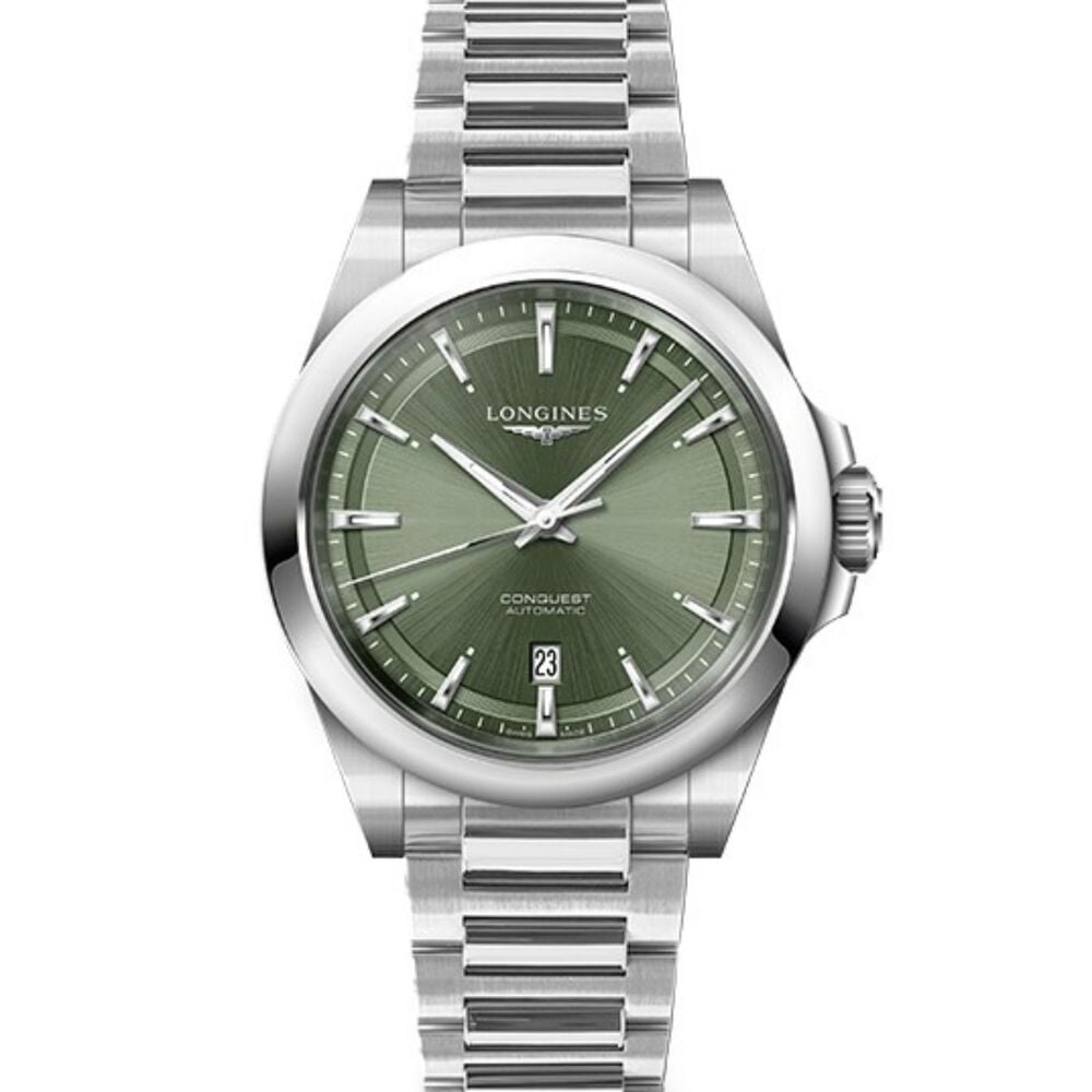 Longines Conquest 2023 41mm Sunray Green Dial Steel Case Mens Watch