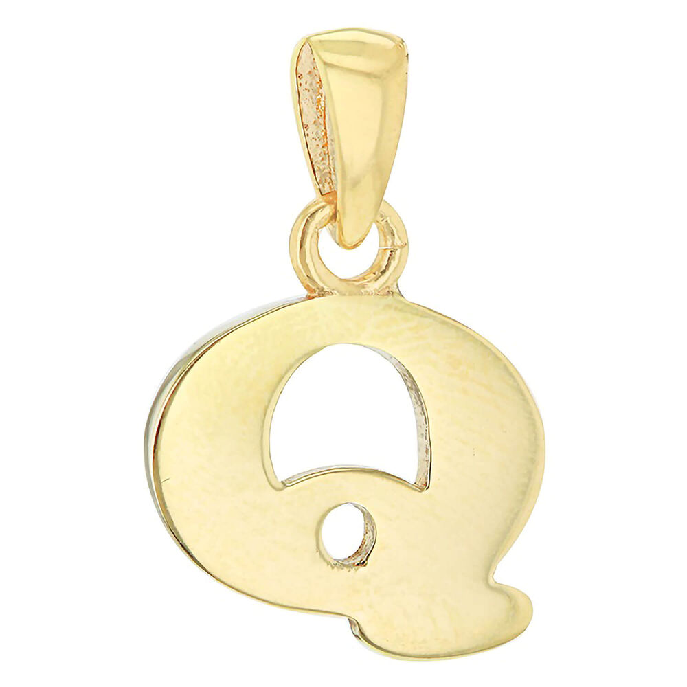 9ct Yellow Gold Plain Initial Q Pendant  (Chain Included) image number 0