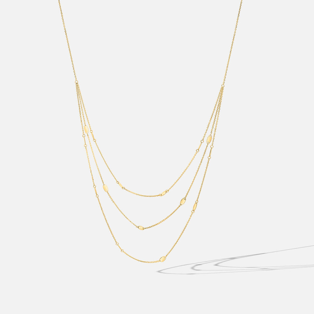 9ct Yellow Gold Three Strand Oval Polished Discs Necklet