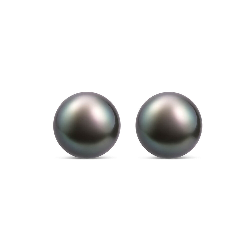 18ct Yellow Gold Tahitian Cultivated Black Pearl Stud Earrings
