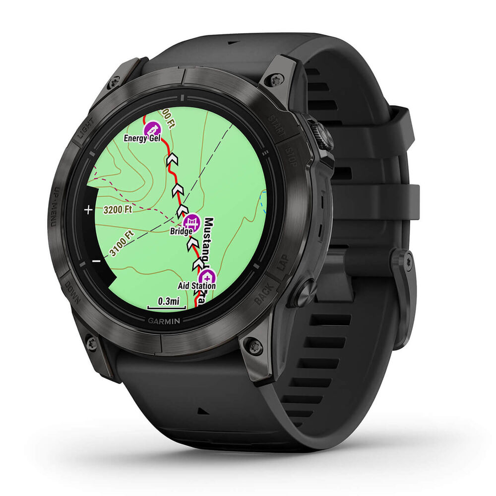 Garmin Epix Pro Gen 2 Sapphire 51mm Carbon Grey DLC Titanium Case Black Silicone Strap Watch image number 2