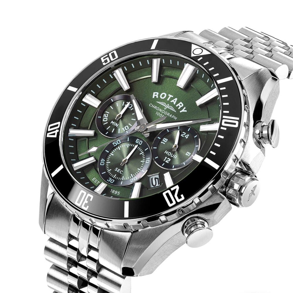 Rotary Apex 100 Chronograph 42mm Green Dial Stainless Steel Bracelet Watch
