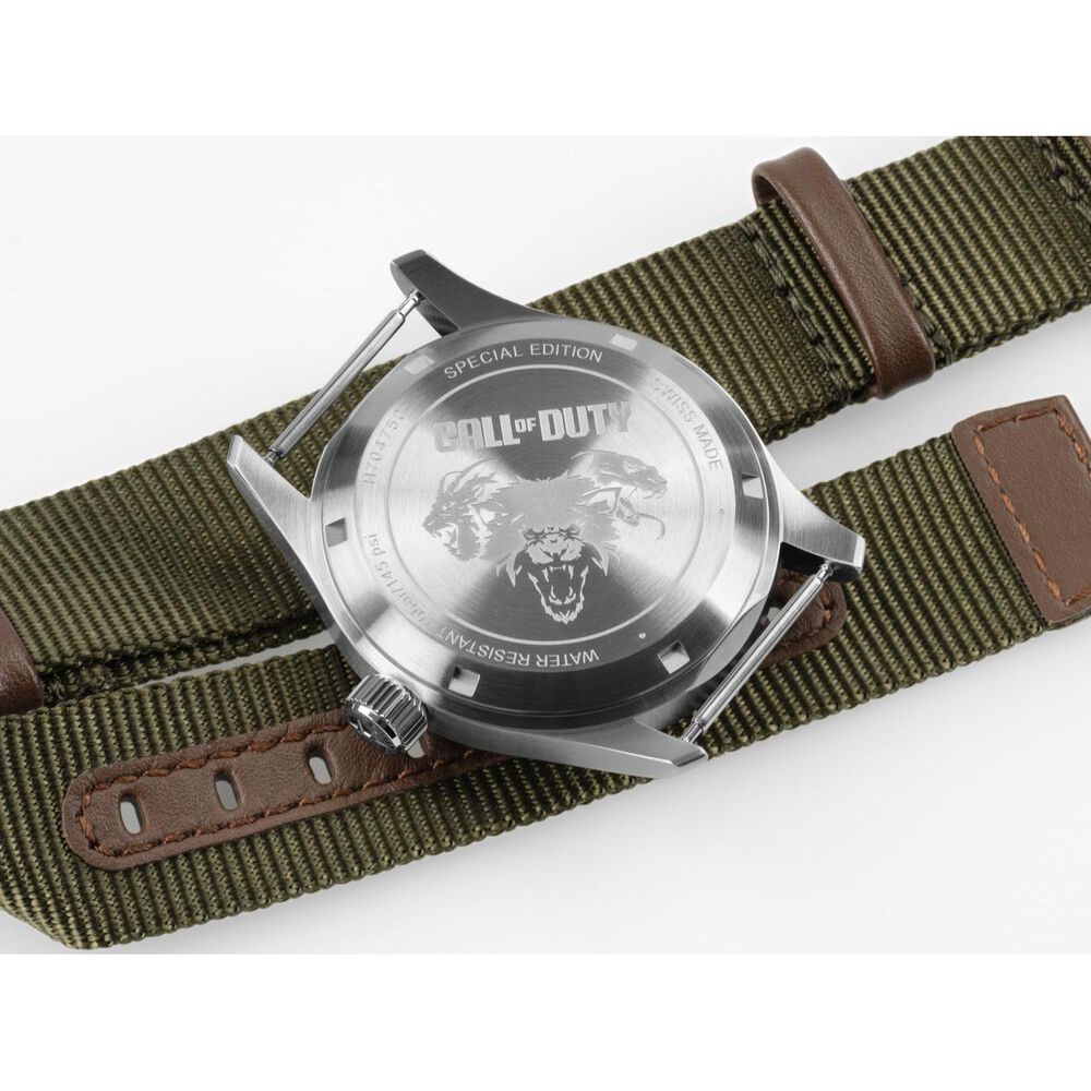 Hamilton Khaki Field Call of Duty Auto 38mm Black Dial Green Fabric Strap Watch image number 2