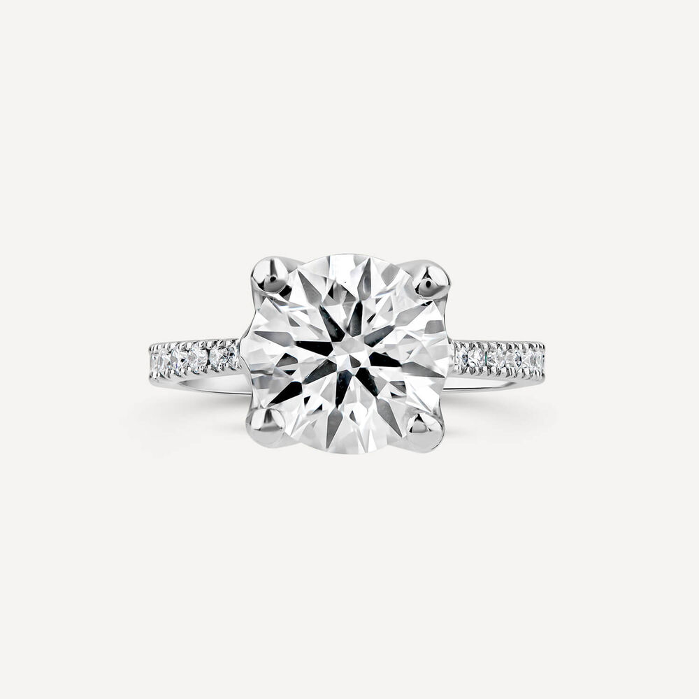 Born Platinum Lab Grown 2.20ct Round Brilliant Solitaire & Diamond Sides Ring image number 1