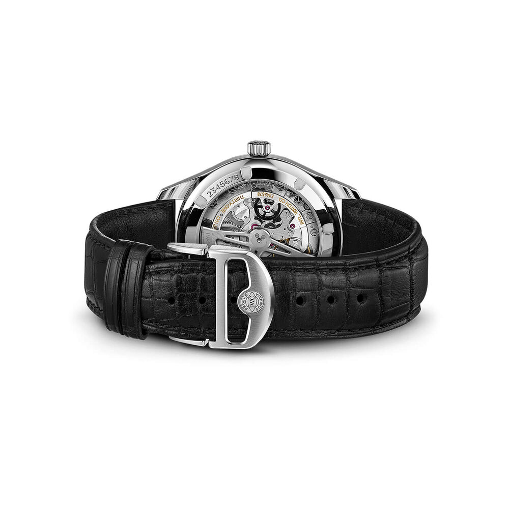 IWC Schaffhausen Portugieser Automatic 40mm Salmon Dial Black Leather Strap Watch image number 4