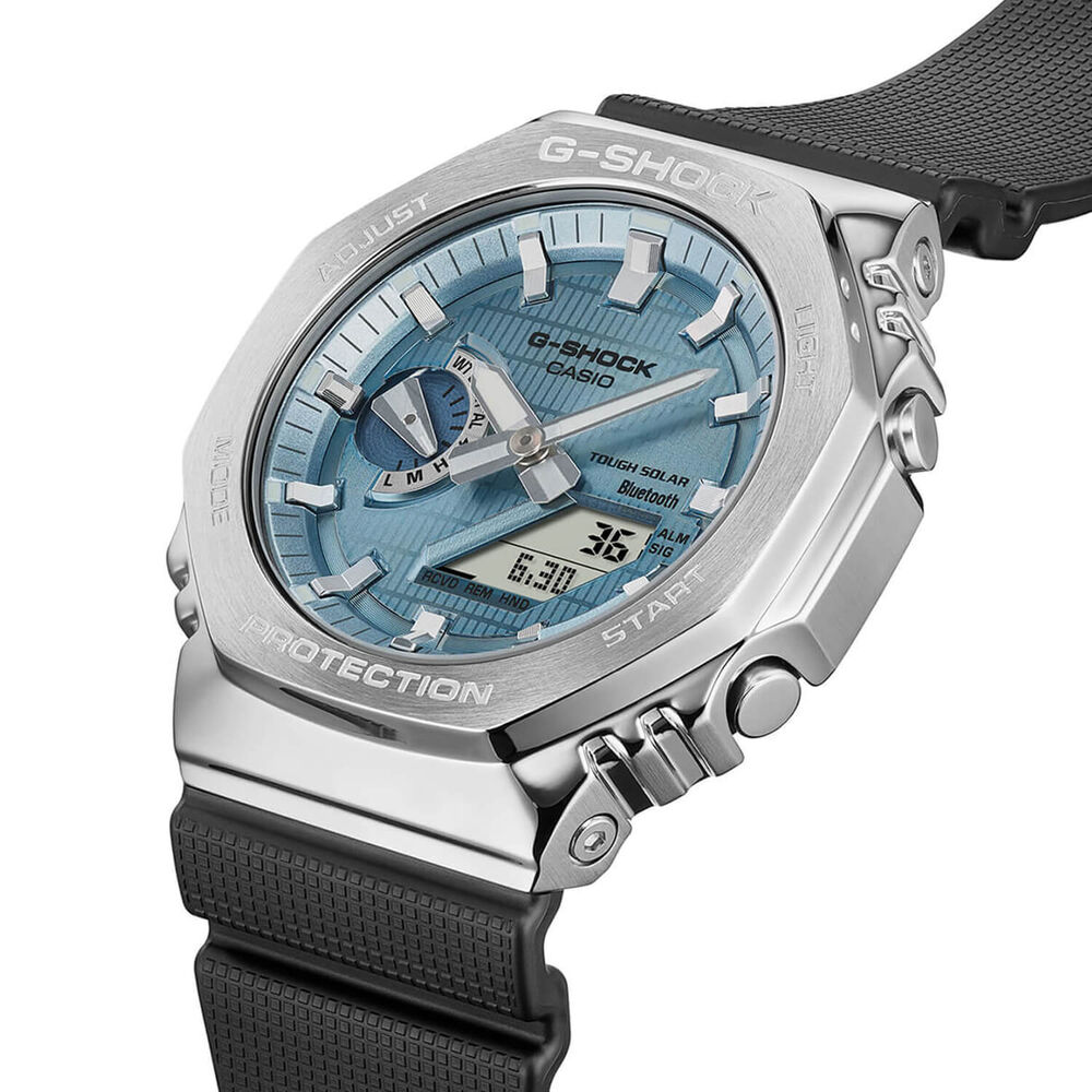 G-SHOCK Metal Covered 49.3mm Blue Dial Black Resin Strap Watch image number 1