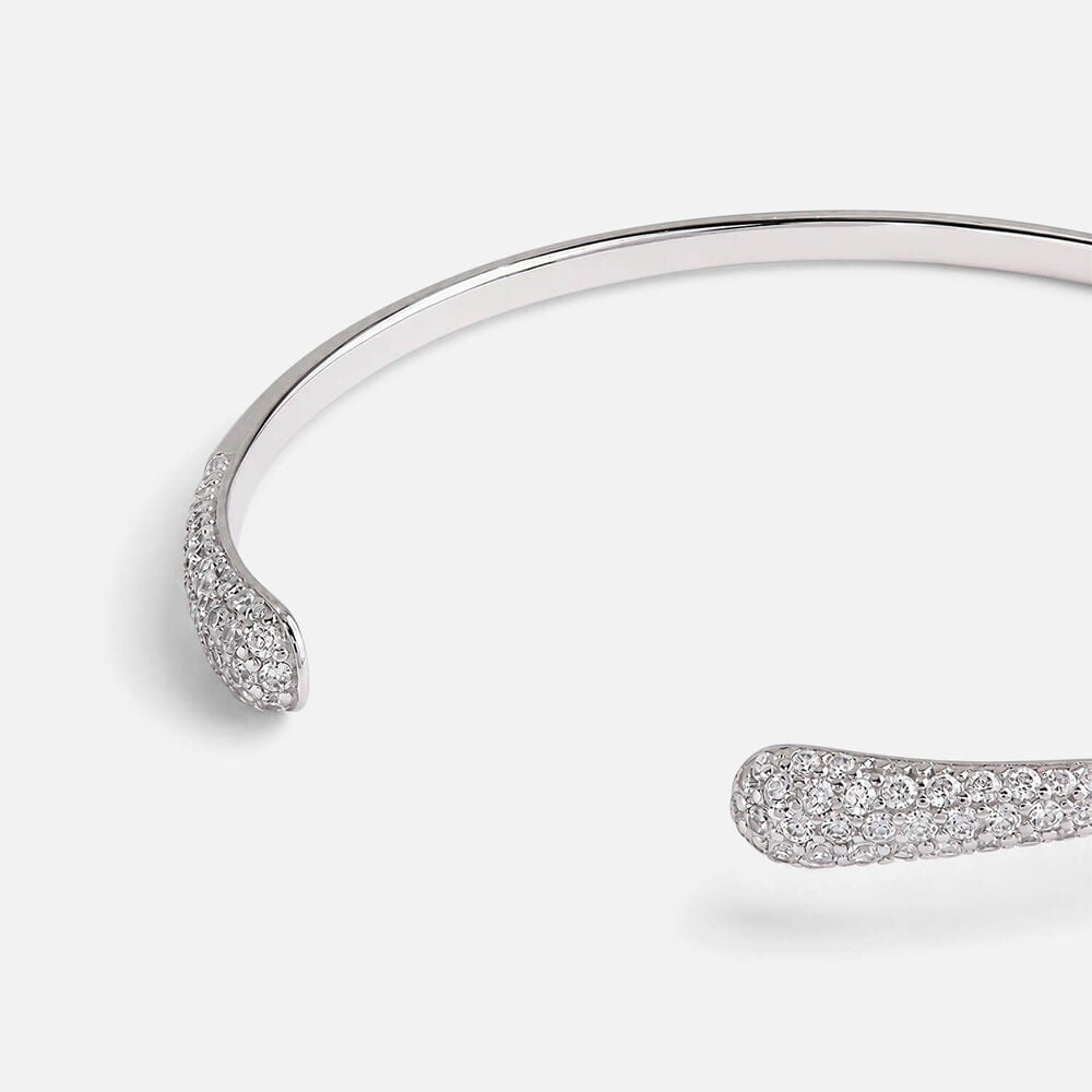 Sterling Silver Cubic Zirconia Edge Torque Bangle