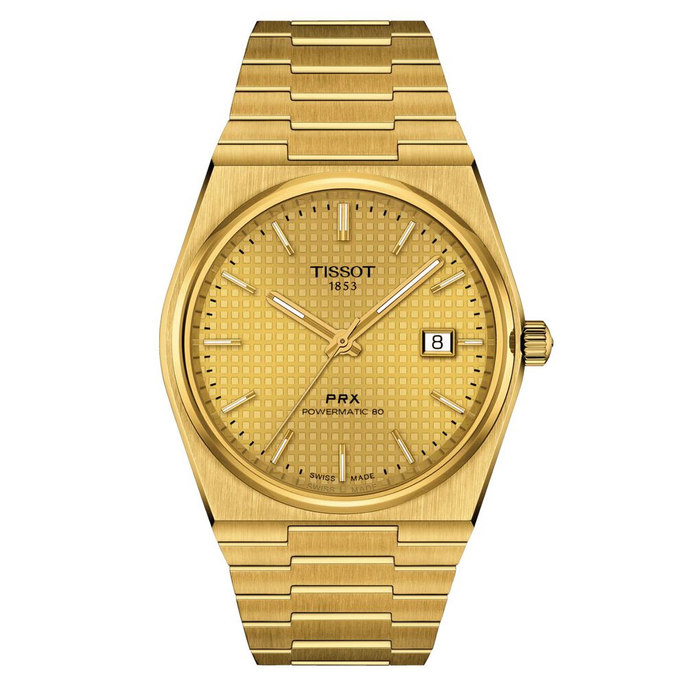 Tissot PRX Automatic 40mm Champagne Dial Yellow Gold PVD Case Watch