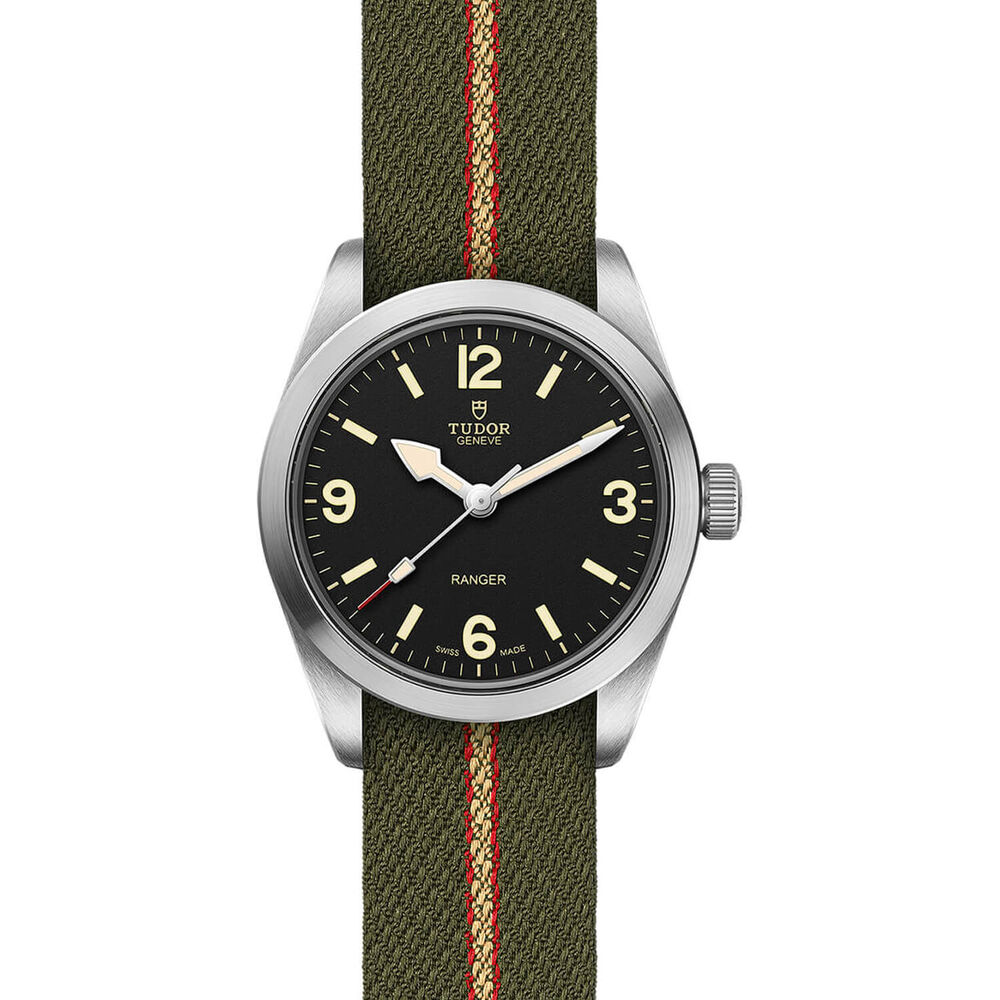 TUDOR Ranger 36mm Black Dial Green Fabric Strap Watch