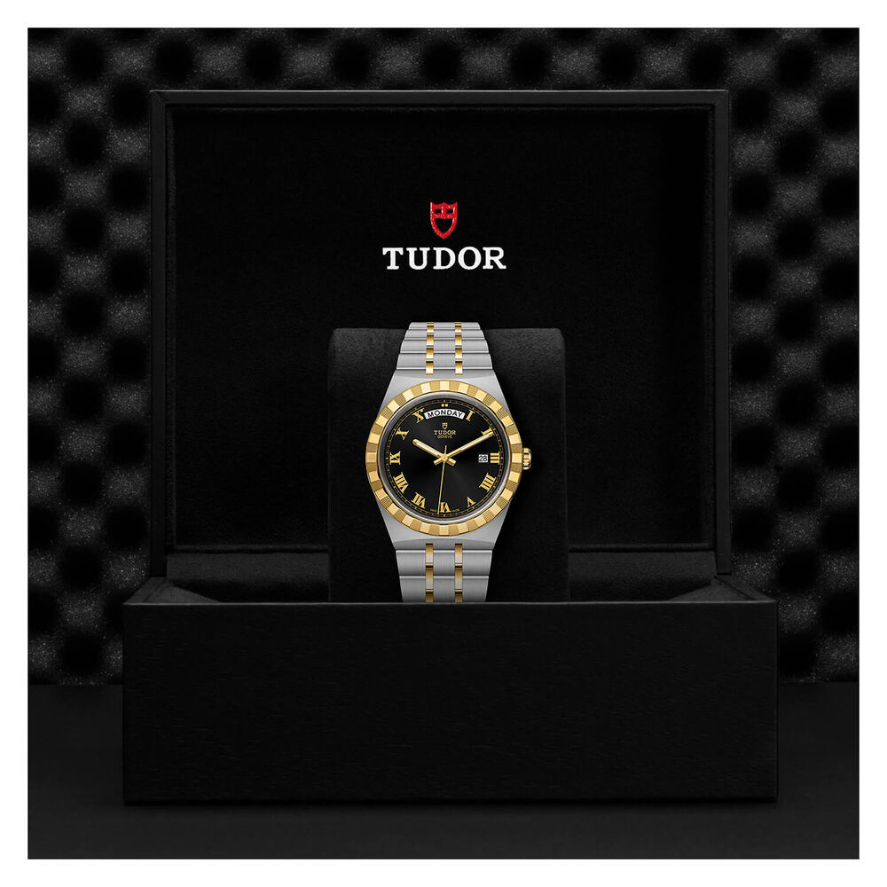 TUDOR Royal 41mm Black Roman Numerals Yellow Gold Day Date Case Watch image number 4