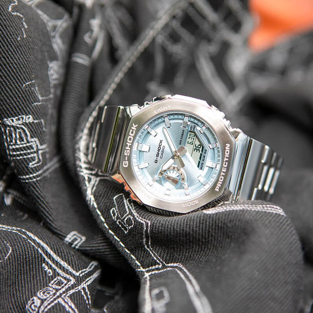 G-SHOCK G-STEEL 49.3mm Ice Blue Dial Stainless Steel Bracelet Watch image number 3
