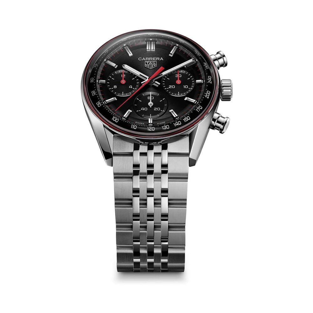 TAG Heuer Carrera Chronograph 41mm Black Dial Steel Bracelet Watch