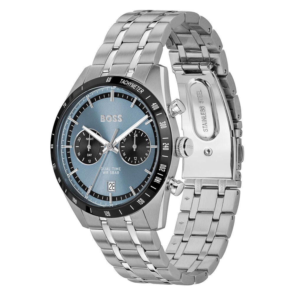 BOSS Tourmaster 41mm Blue Dial Stainless Steel Bracelet Watch image number 2