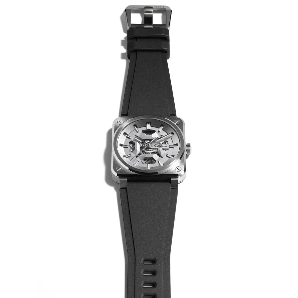 Bell & Ross BR-03 Skeleton Grey Steel 41mm Dial Black Rubber Strap Watch image number 3