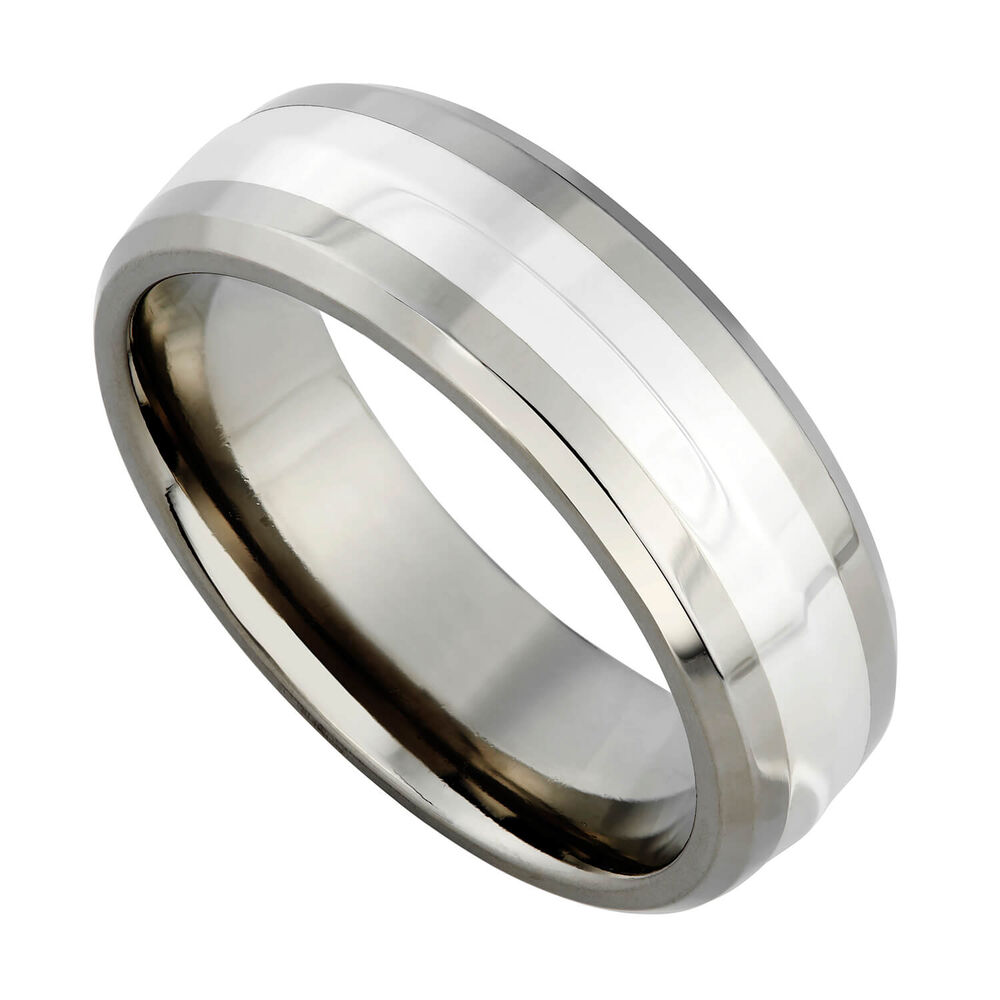 Men's titanium and silver 7mm ring image number 0