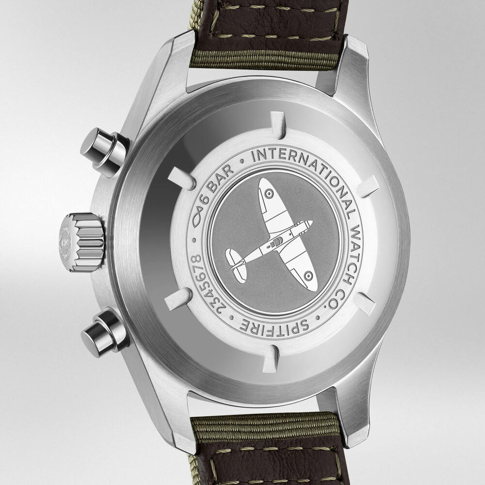 IWC Schaffhausen Pilot's Watch Chronograph Spitfire Black Dial Green Strap Watch image number 4