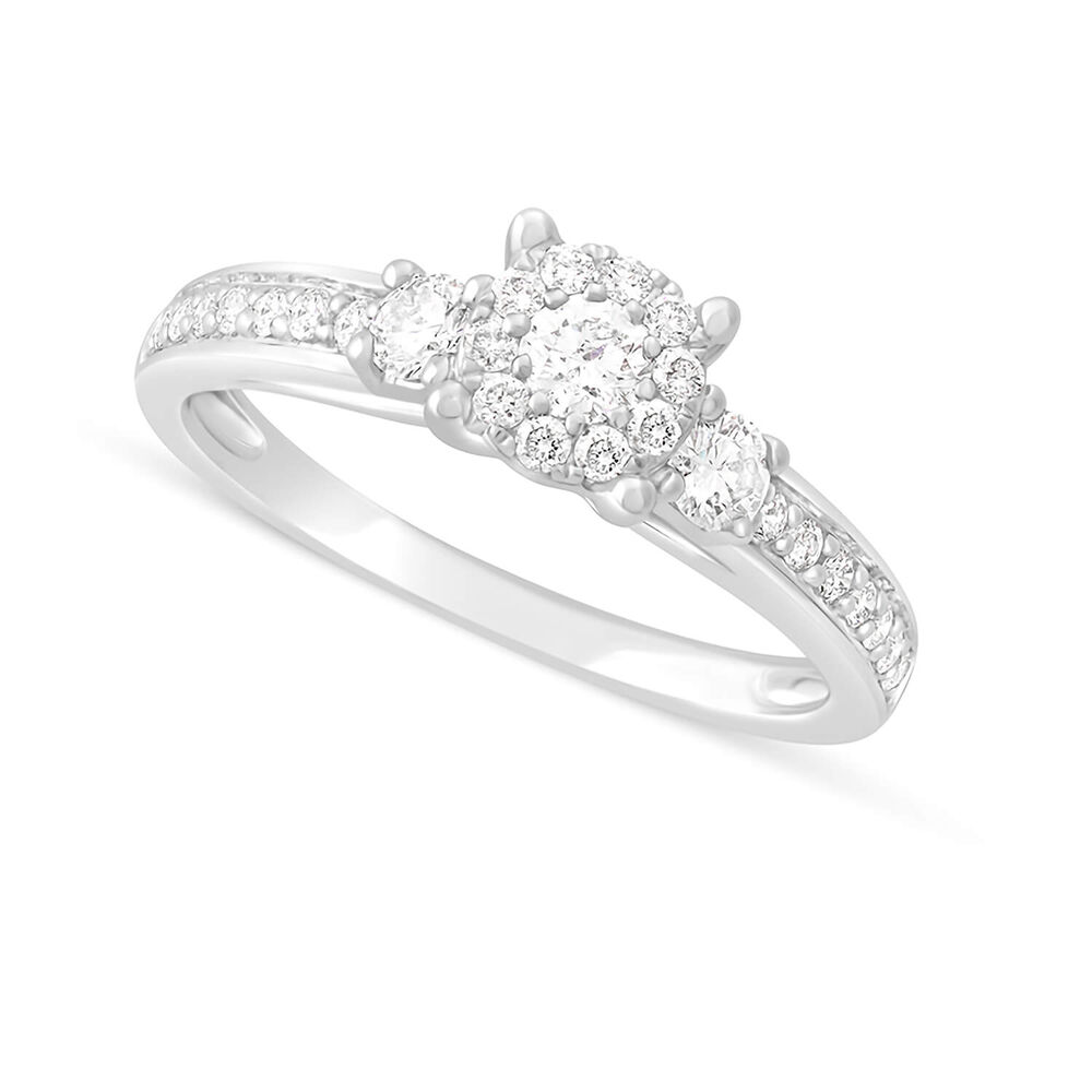 9ct white gold 0.50 carat diamond cluster engagement ring