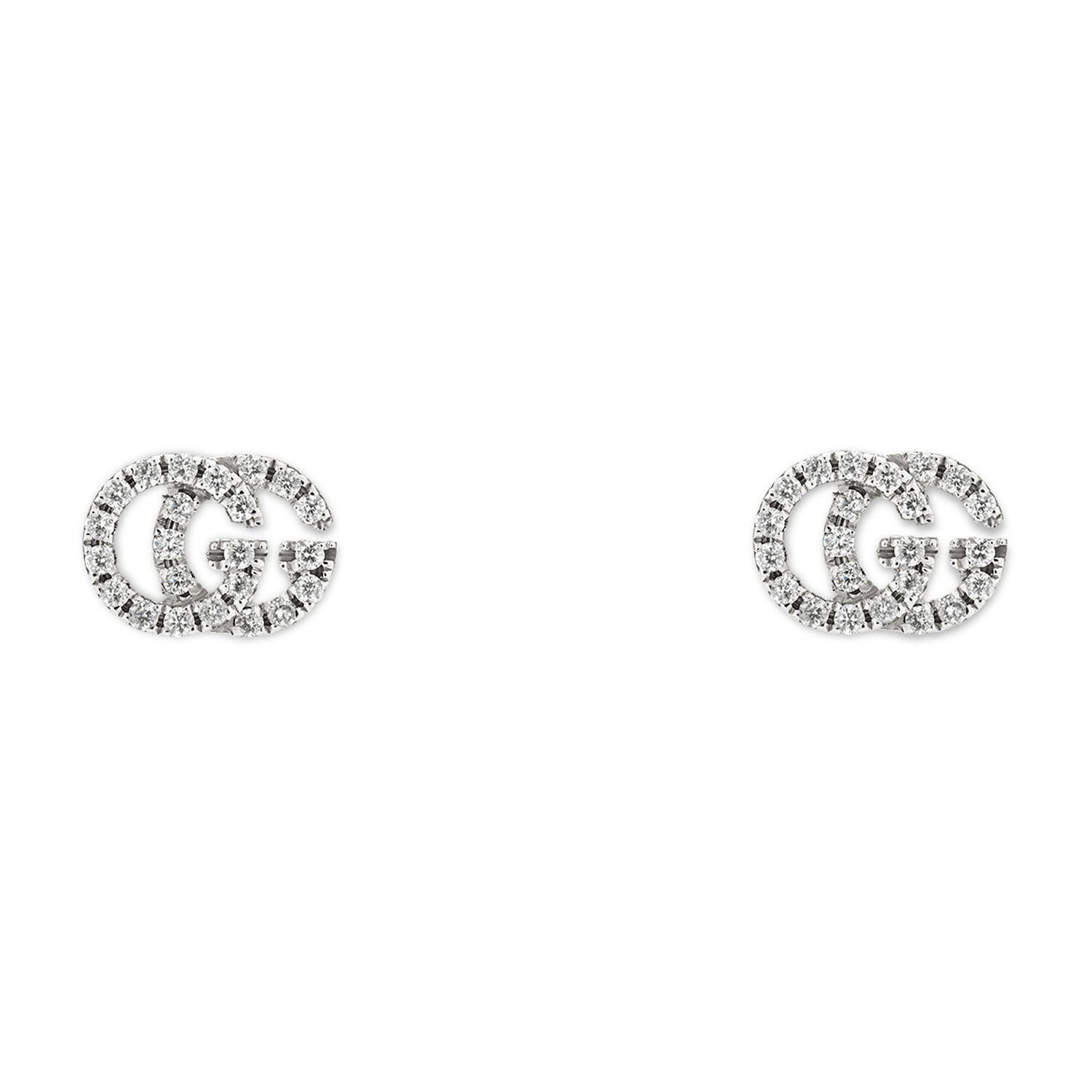 Gucci GG Running 18ct White Gold Diamond Stud Earrings at Fraser Hart