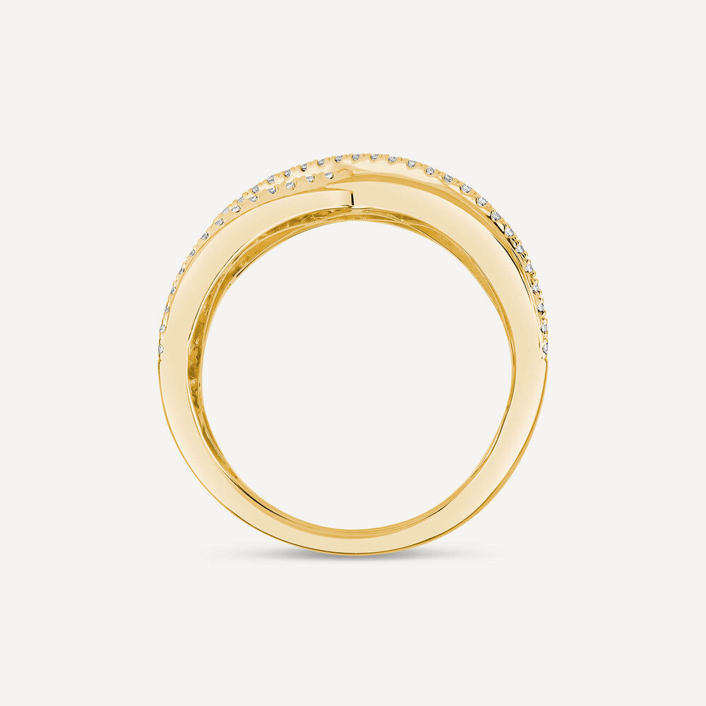 18ct Yellow & White Gold 1.00ct Diamond Crossover Band Ring image number 4