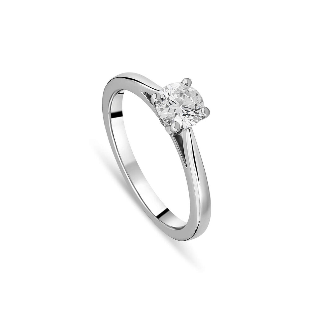 Platinum 0.60ct Round Diamond Four Claw Solitaire Ring image number 0