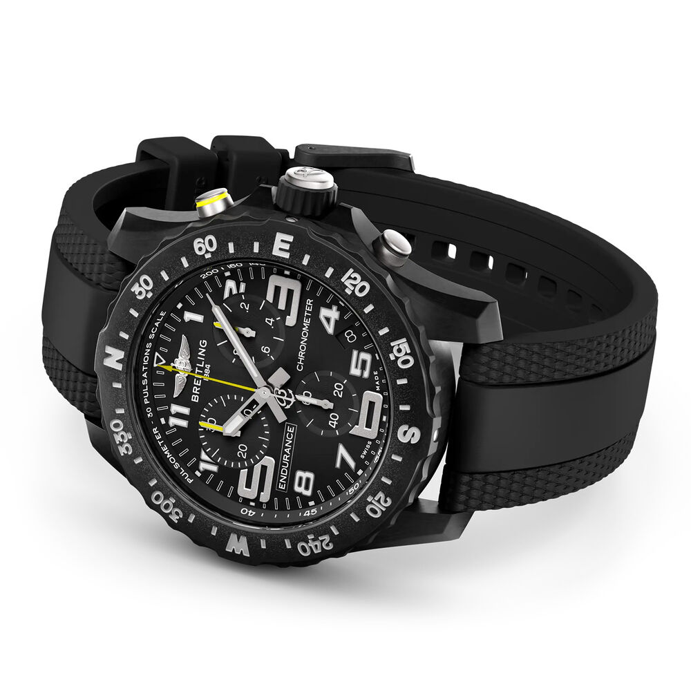 Breitling Endurance Pro 44mm Black Dial Yellow Detail Rubber Strap Watch image number 2
