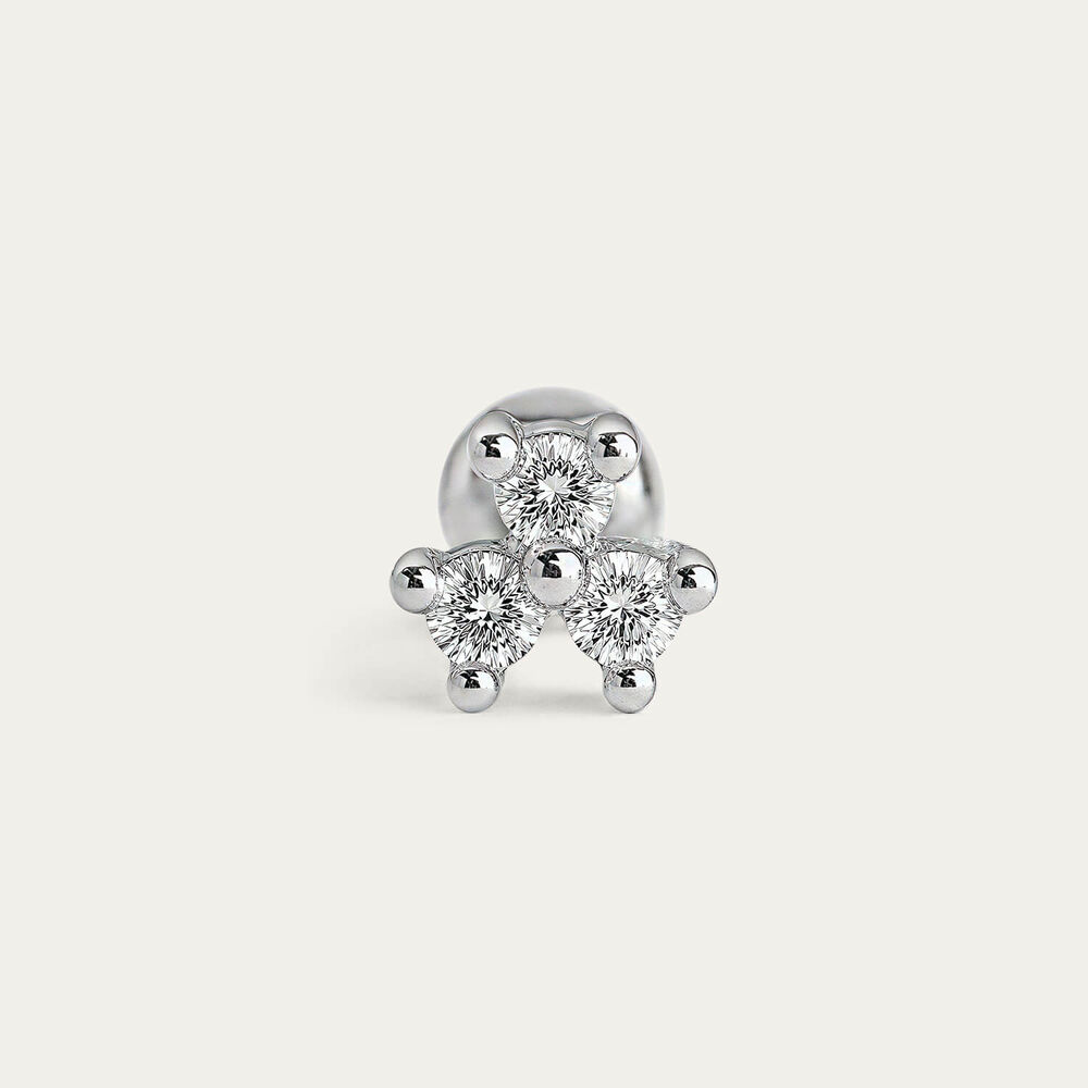 Sterling Silver Cubic Zirconia Cluster Single Stud Earring