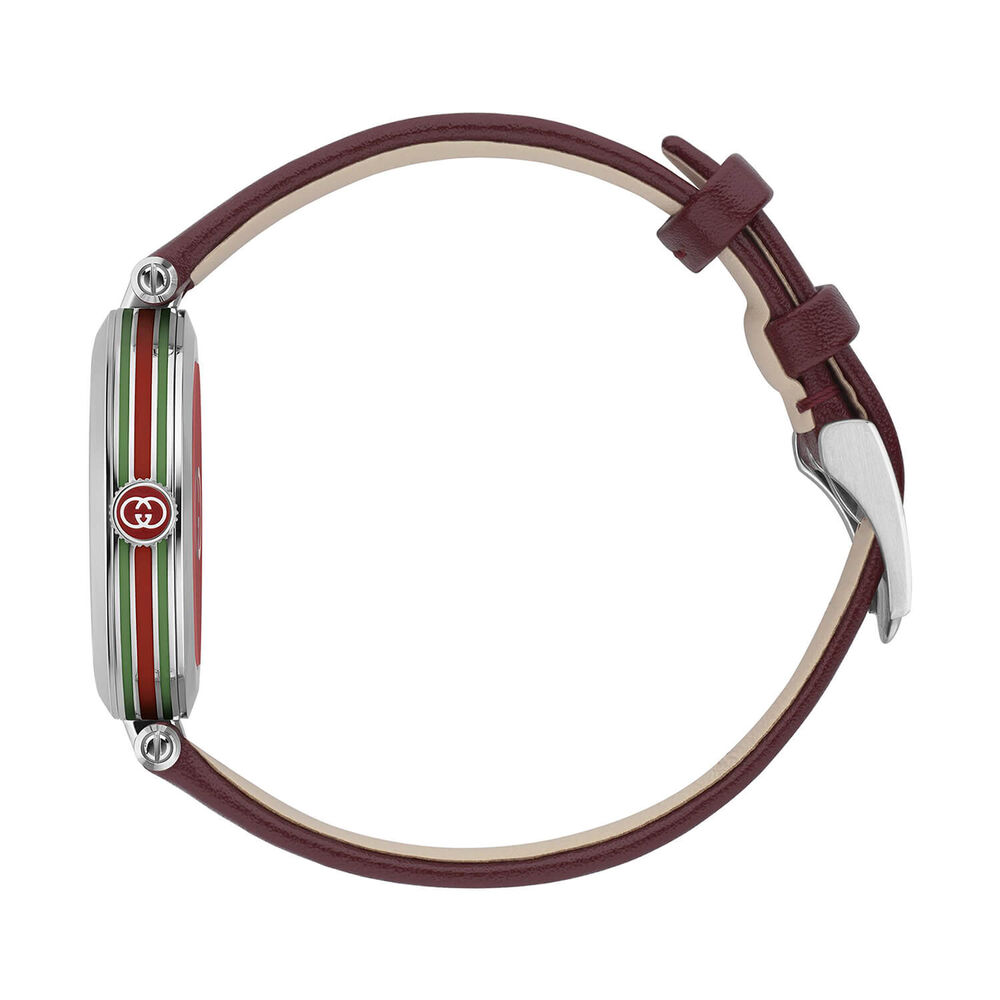 Gucci Model 2000 30mm Silver Dial Red Leather Strap Watch image number 2
