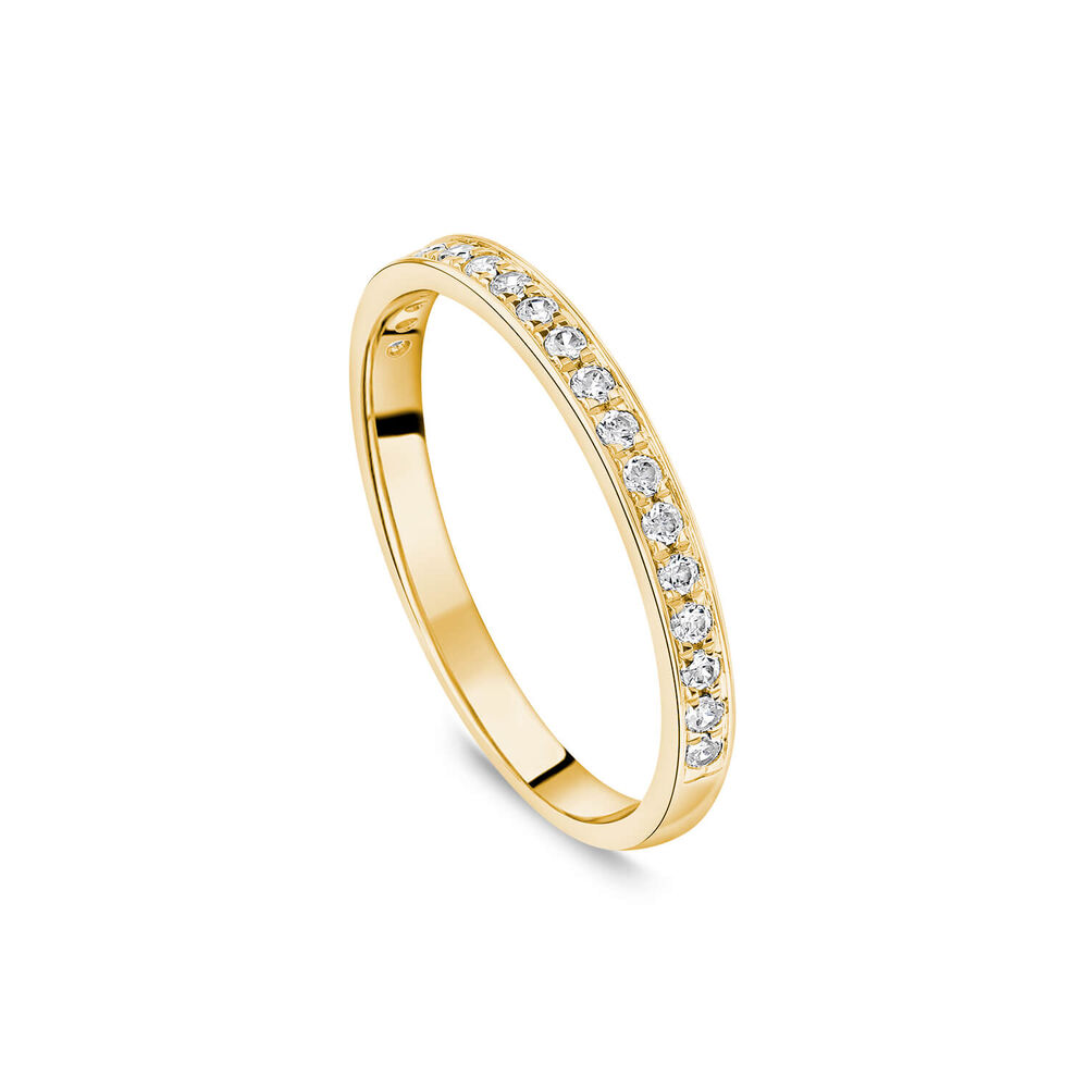 18ct Yellow Gold 2mm 0.15ct Diamond Pave Wedding Ring- (Special Order) image number 0