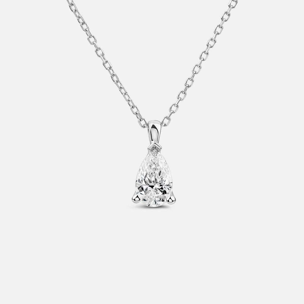 Born 9ct White Gold 0.50ct Lab Grown Pear Diamond Pendant