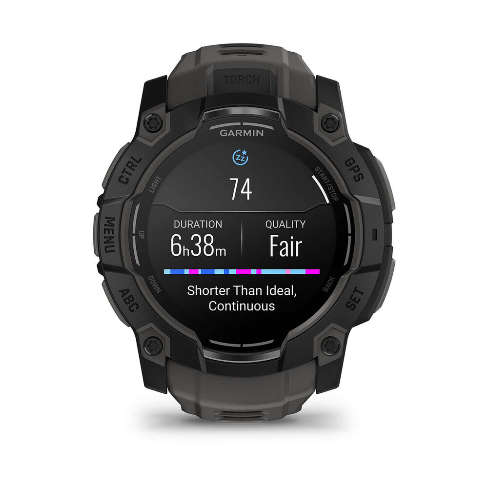 Garmin Instinct 3 AMOLED 50mm Black Bezel Charcoal Silicon Strap Watch image number 4