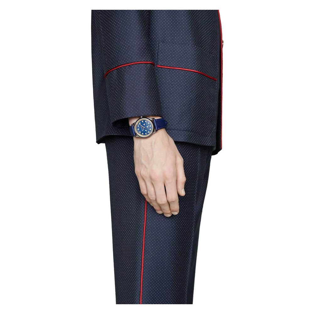 Gucci G-Timeless Automatic Blue Lapiz Dial Steel Case Blue Strap Watch image number 3