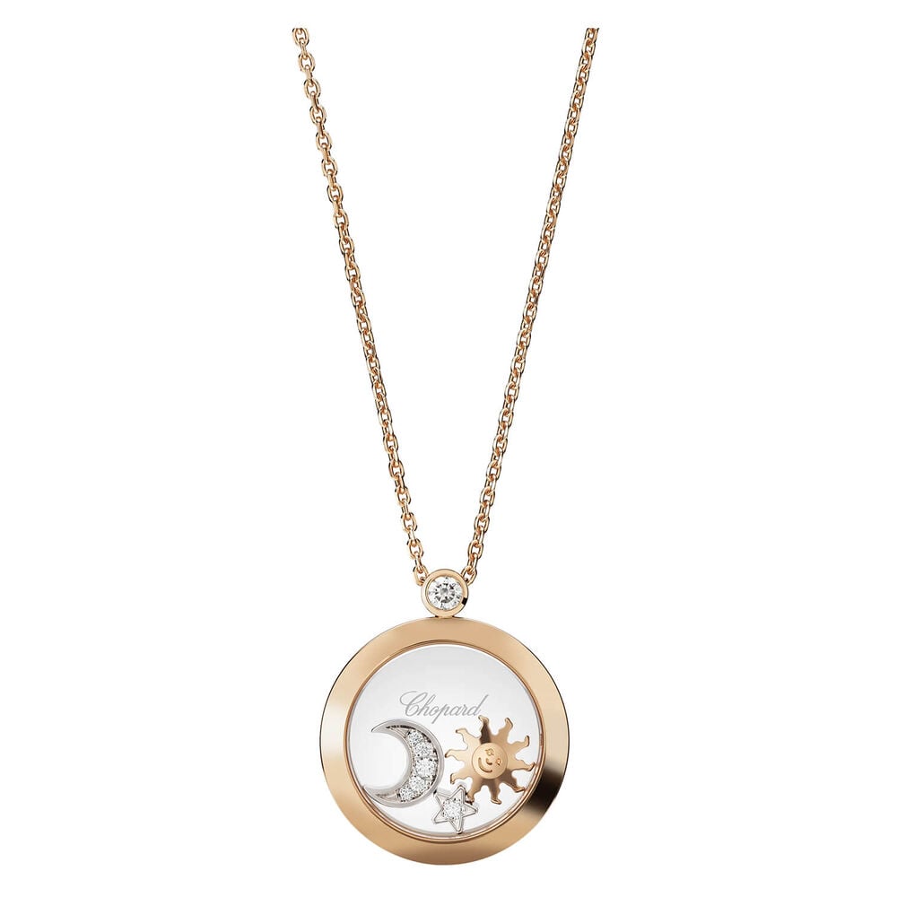 Chopard Happy Sun Moon & Stars 18ct Rose Gold 0.16ct Diamond Necklace