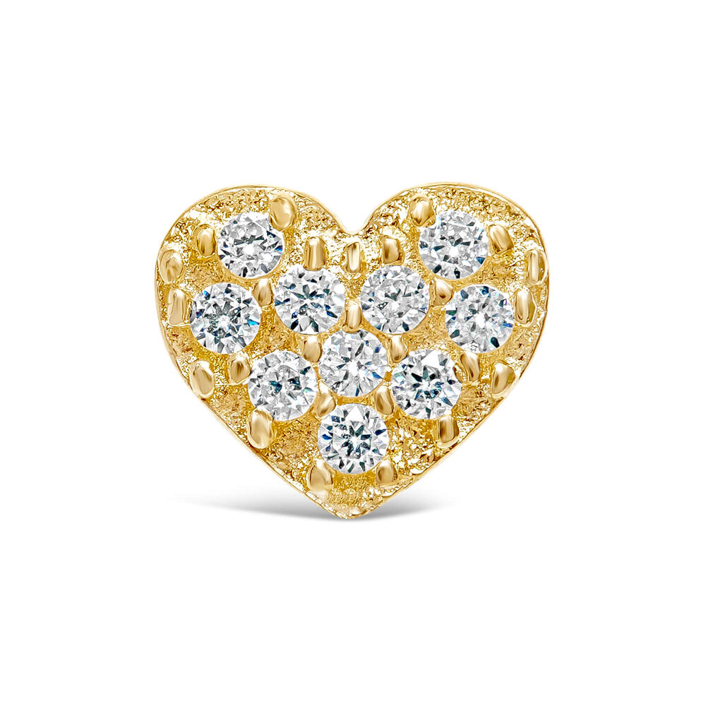 9ct Yellow Gold All Cubic Zirconia Set Heart Single Stud Earring