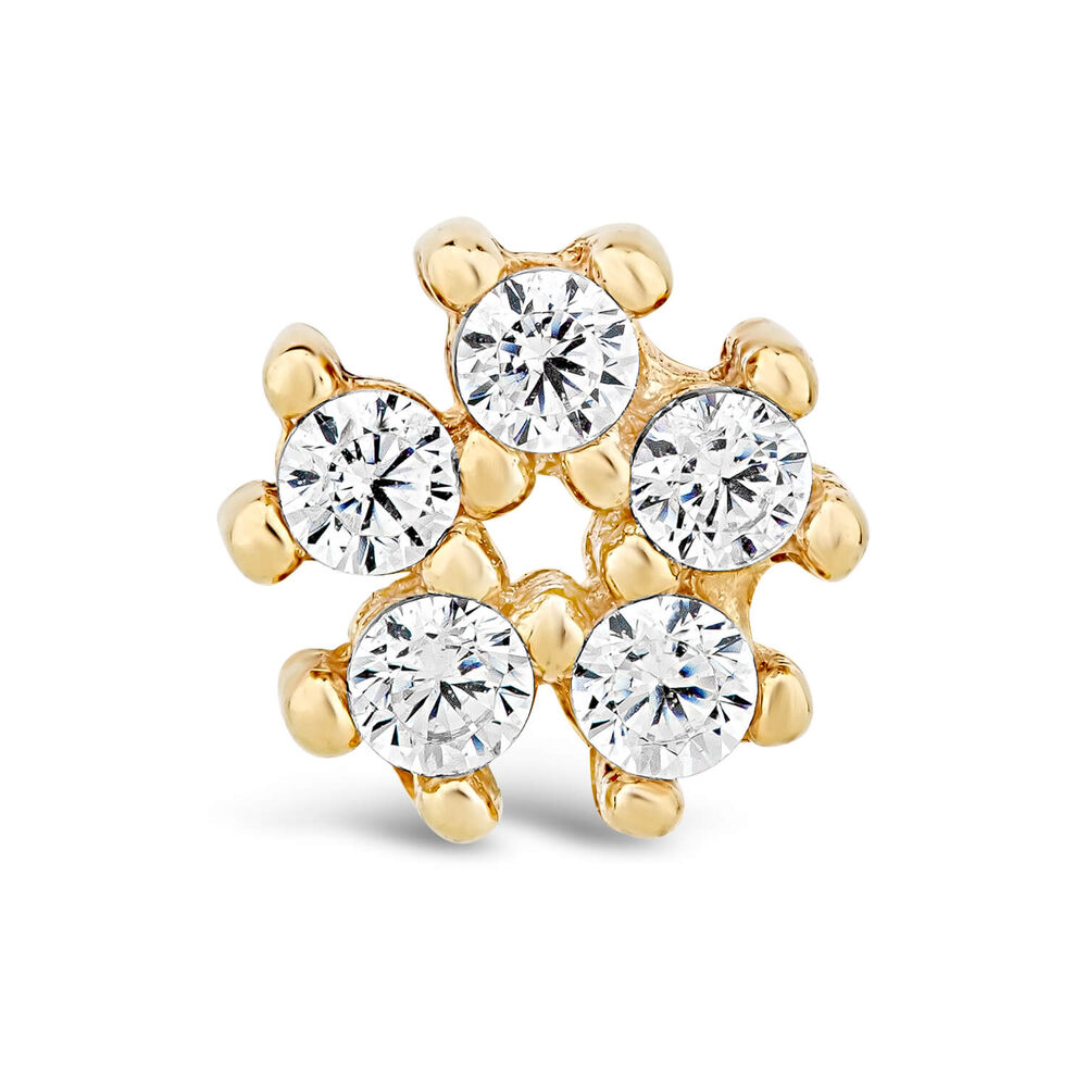 9ct Yellow Gold Cubic Zirconia Flower Single Stud Earring